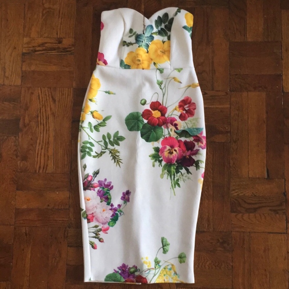 ASOS White Flower Scuba Material Dress